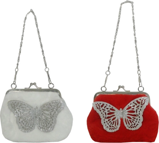 Plüsch-Handtasche und Geldbörse mit Schmetterling