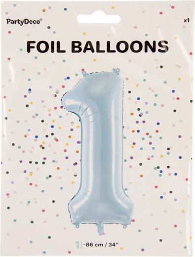 Folienballon Zahl 1 blau 86 cm