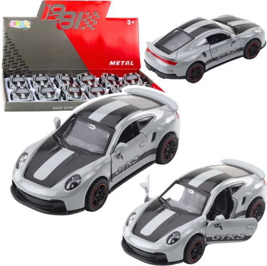 Metallsportwagen GTRS 1:43 mit Aufziehantrieb und zu öffnenden Türen – grau