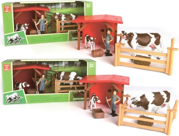 Set Bauernhof-Gehege mit Kühen und Bauer