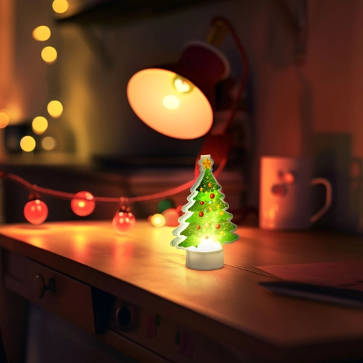 LED-Weihnachtsdekoration Tannenbaum mit warmweißem Licht, batteriebetrieben
