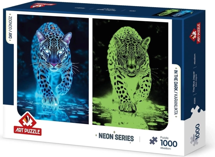 Leuchtendes Puzzle Blauer Jaguar 1000 Teile