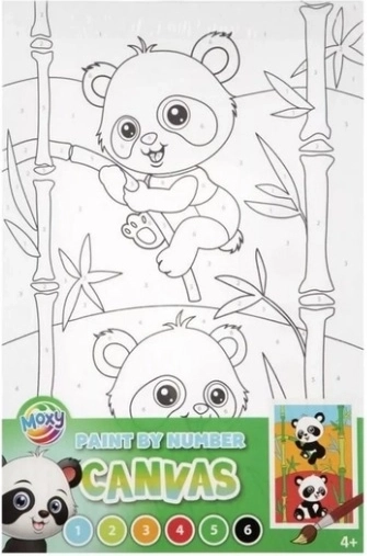 Malen nach Zahlen auf Leinwand – Pandas 30 × 19 cm