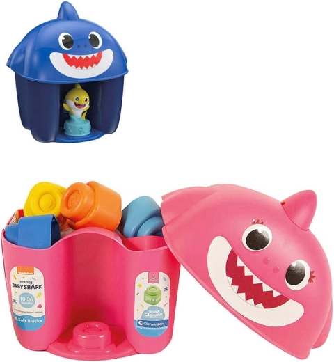 Clementoni Clemmy Baby Shark weiche Bausteine mit Figur im Eimer - 1 Stück