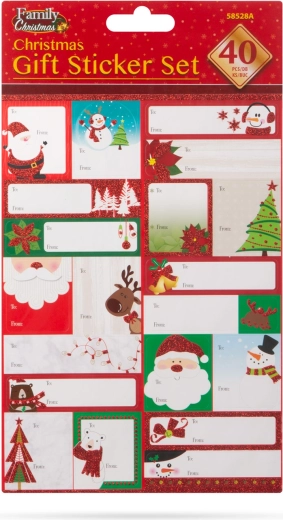 Set festlicher Geschenkaufkleber zu Weihnachten – 40 Stück