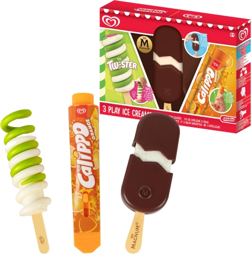 Casdon Set mit 3 Spielzeugeis: Twister, Magnum und Calippo