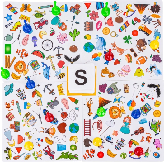 Doppelseitiger Spielplan voller Bilder