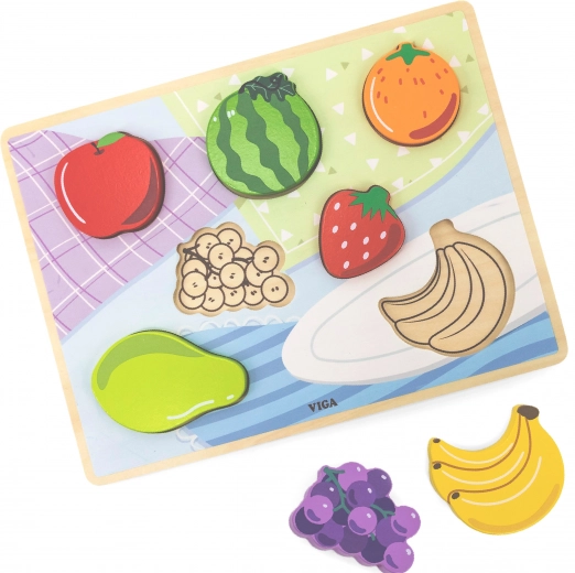 Viga Holz-Montessori-Puzzle Obst 2-in-1