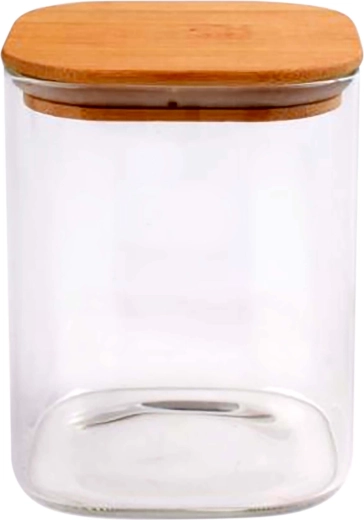 Dose aus Borosilikatglas 930 ml mit Bambusdeckel