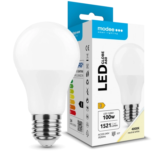 LED-Glühlampe Globe A60 13,8 W E27 360° 4000 K 1521 lm