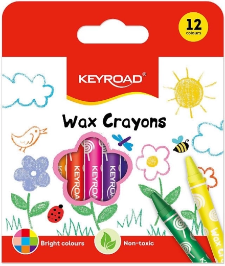 Keyroad Wachsmalstifte 12 Farben, 8 mm