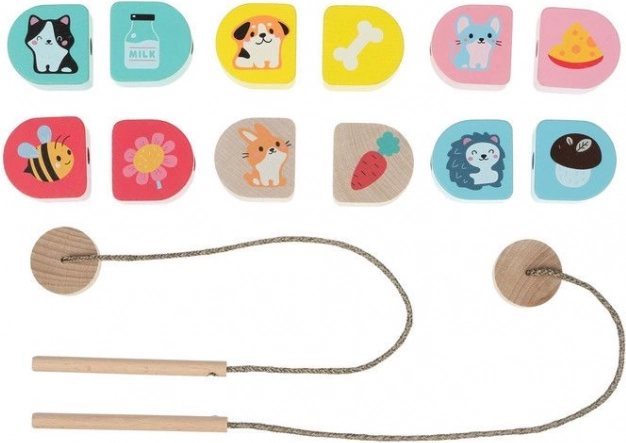 Cubika Was essen wir – Holz-Fädelset