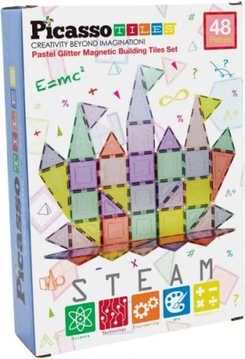 Magnetisches Konstruktionsspiel PICASSOTILES Pastell Glitter – 48 Teile