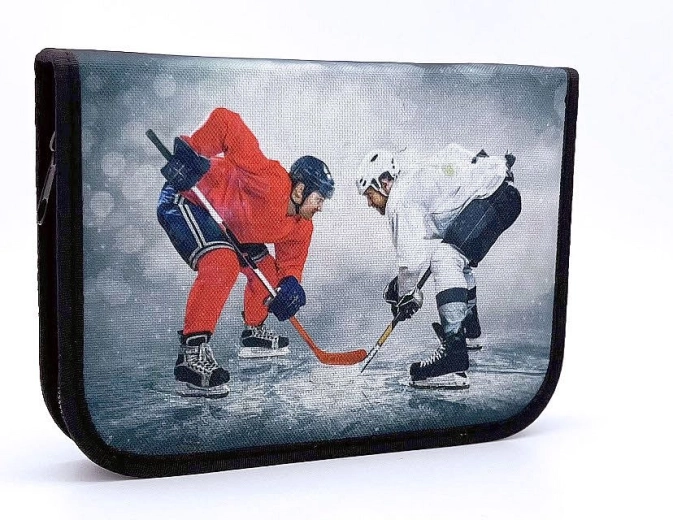 Federmäppchen CONCORDE Eishockey, einlagig mit zwei Klappen, grau