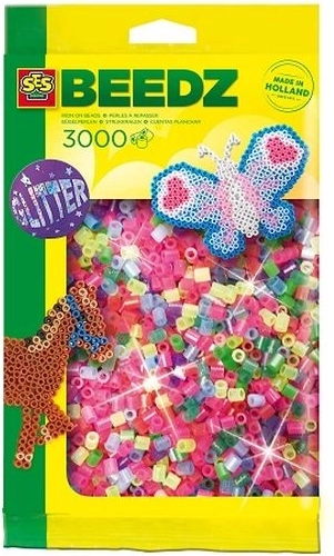SES Creative Bügelperlen Neon mit Glitzer 3000 Stk.