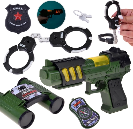 SWAT-Set für kleine Polizisten mit Pistole mit Licht und Sound, Fernglas und Handschellen