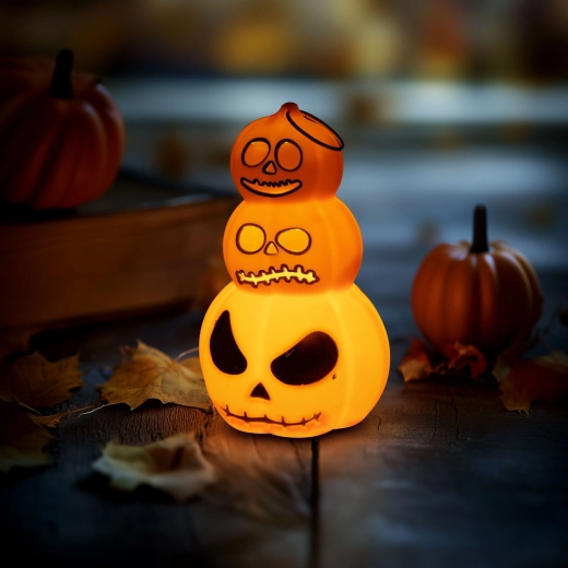 Halloween-Lichtdekoration Kürbis mit warmweißer LED