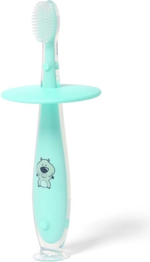 BabyOno sicherer Silikon-Zahnbürste Mint 12m+