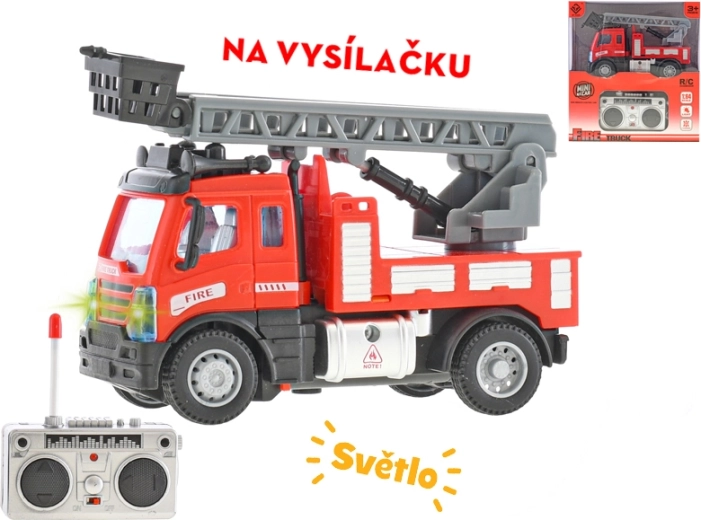 RC-Feuerwehrwagen mit Leiter 1:64 mit Fernsteuerung und Lichtern