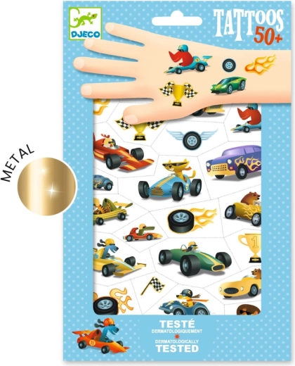 Temporäre Tattoos mit metallischen Autos DJECO