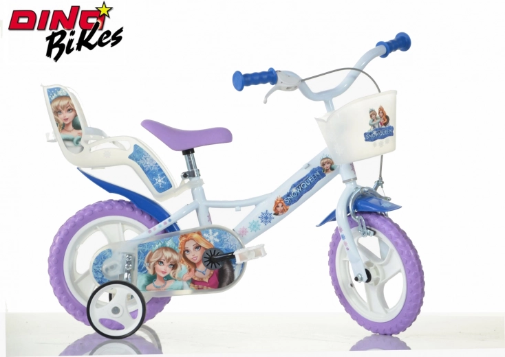 Dino Bikes Kinderfahrrad 12 Zoll Schneekönigin mit Korb und Puppensitz