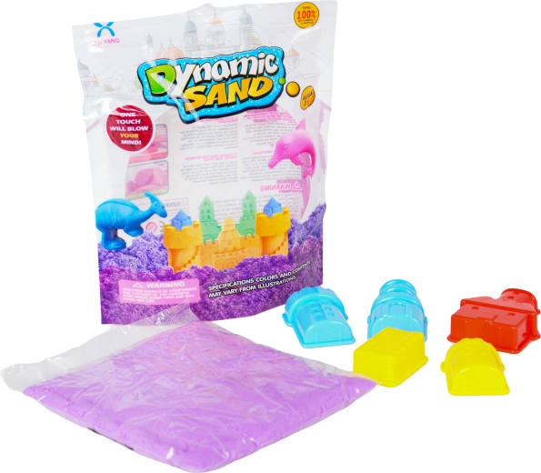Lila kinetischer Sand mit 5 Burgenförmchen