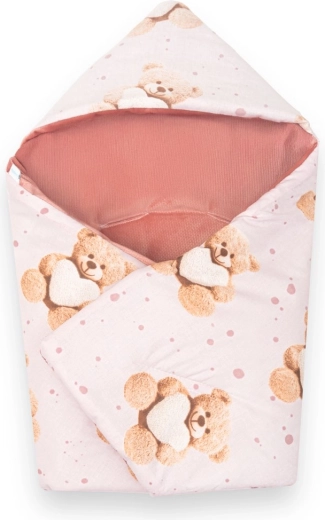 Gepolsterte Einschlagdecke für Autositz NEW BABY Love Teddy Bear, rosa
