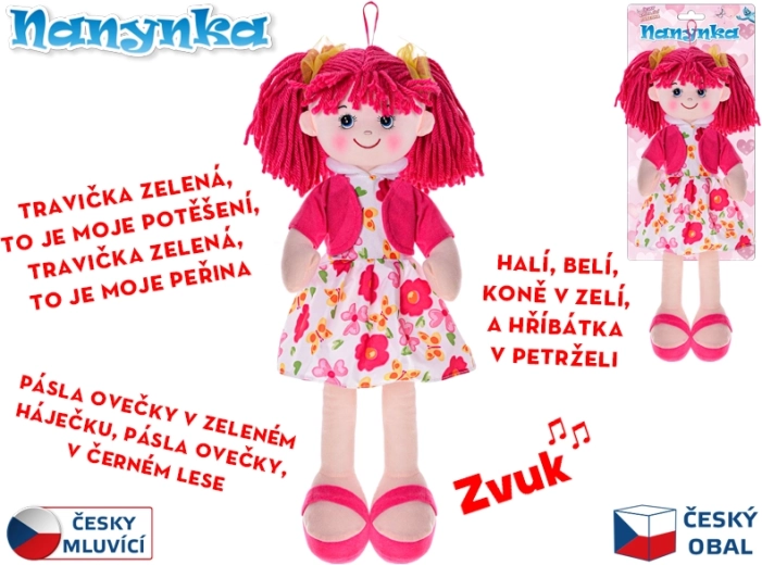 Interaktive Stoffpuppe Nanynka 50 cm, spricht und singt auf Tschechisch