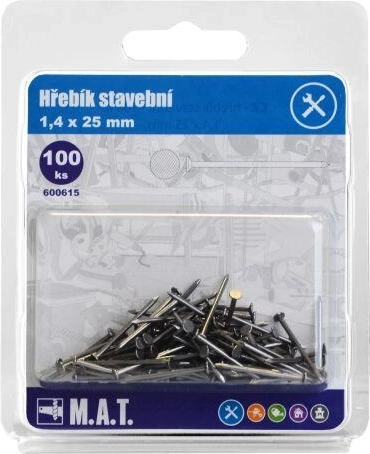 Bau-Nägel 25 × 1,4 mm, 100 Stk.