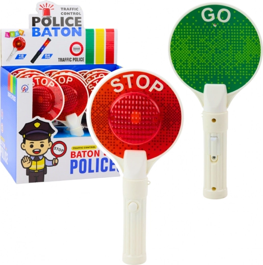 Kindersignal-Lichtkelle der Polizei STOP/GO mit Licht