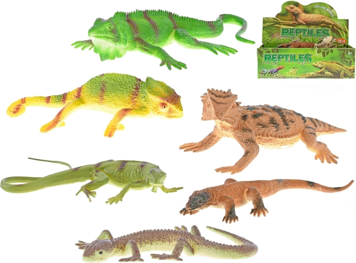 Plastische Echsen 12–23 cm, Set mit 12 Stück, 6 Varianten