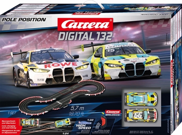 Carrera Autorennbahn Digital 132 Pole Position 5,7 m mit BMW M4 GT3 Fahrzeugen