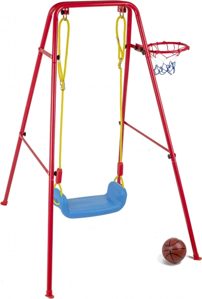 Gartenschaukel mit Basketballkorb und Ball auf Metallrahmen