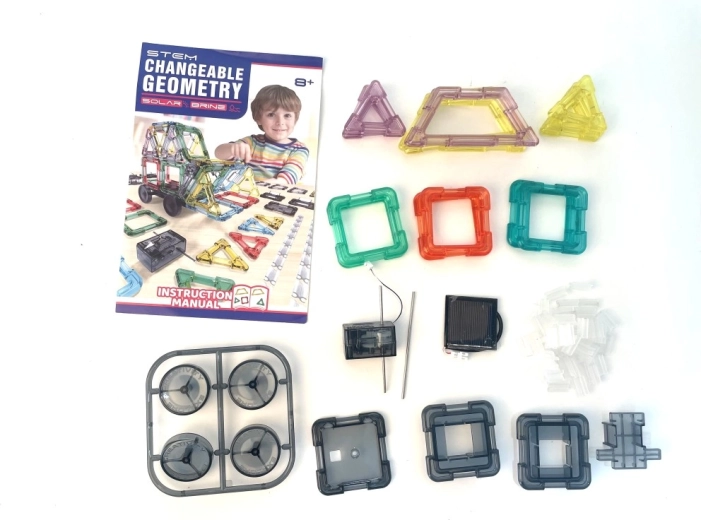 Solarbetriebener geometrischer STEM-Baukasten mit 62 Teilen