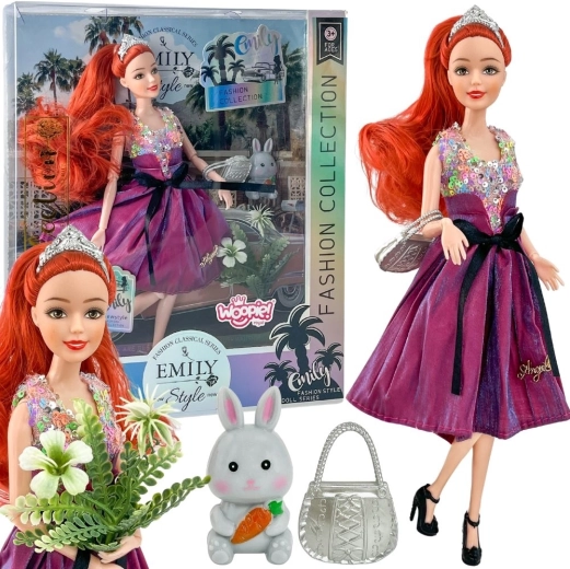 Woopie Royal Puppe Emi Fashion 32 cm – stilvolle Prinzessin im rosa Kleid mit Accessoires