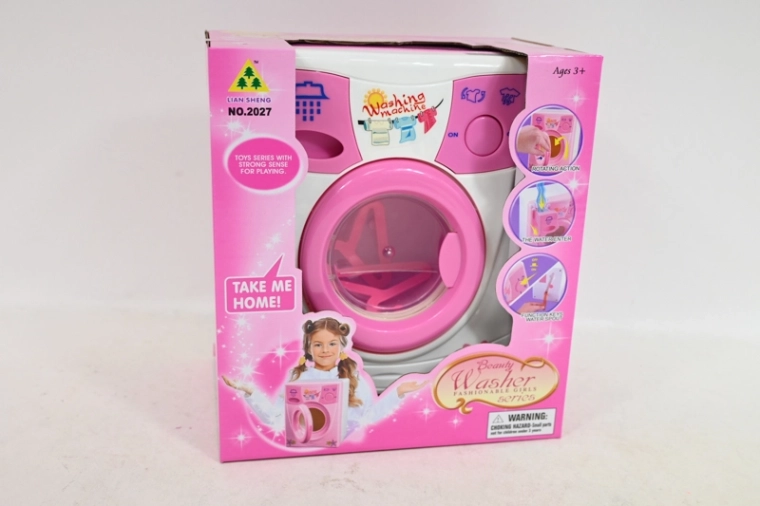 Rosa Kinder-Waschmaschine mit Batteriebetrieb