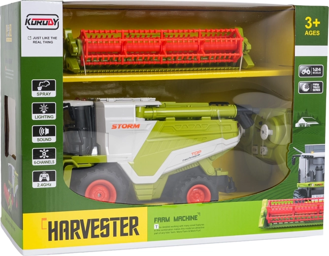 RC-Mähdrescher für Kinder 1:24 grün mit Raucheffekt