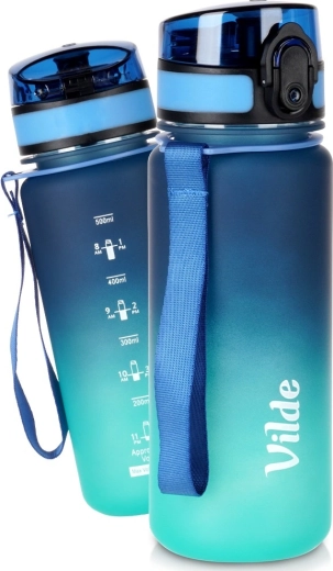 Vilde Trinkflasche 500 ml blau-türkis mit Skala