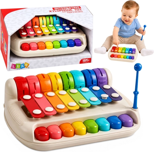 Kinder-Xylophon und Mini-Klavier 2-in-1 mit Schlägel