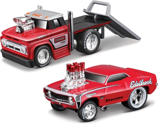 Maisto Muscle Transports 1966 Chevrolet C60 Flatbed mit 1969 Chevrolet Camaro SS 1:64
