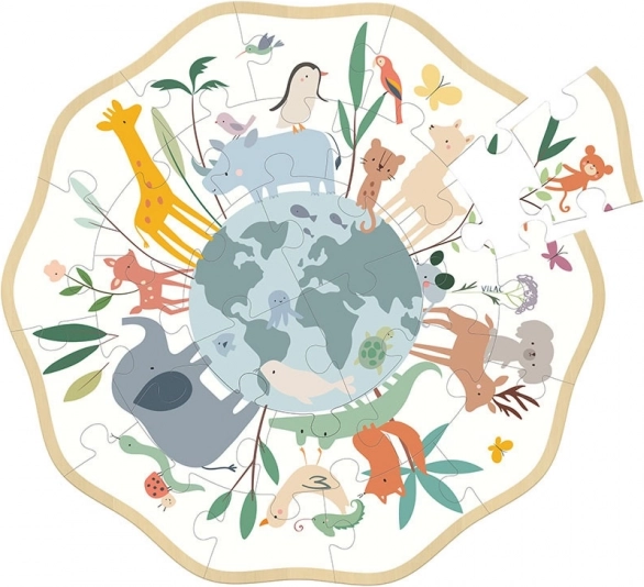 Rundes Puzzle Tierwelt