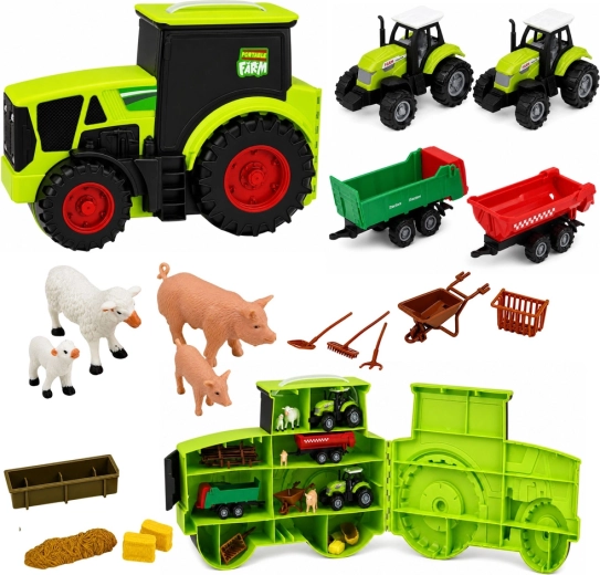 Bauernhof-Set im Traktor – tragbare Farm mit 28 Teilen