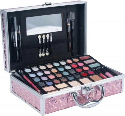 Rosa Kosmetikkoffer mittelgroß mit komplettem Make-up-Set