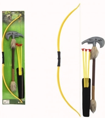 Indianer-Bogen 70 cm mit 3 Saugnapfpfeilen und Tomahawk