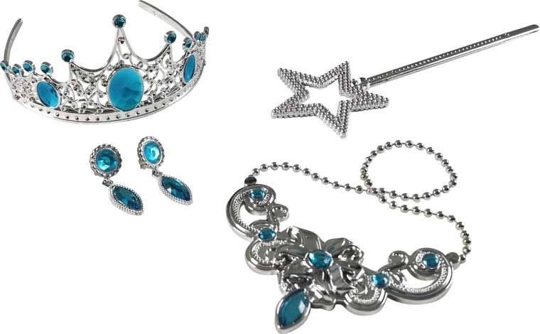 Prinzessinnen-Set Blau mit Krone und Schmuck