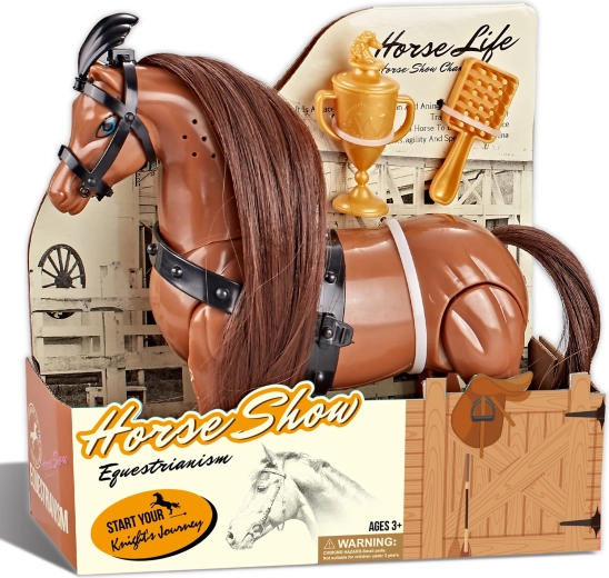 Braunes Reitpferd mit Zubehör und Sound