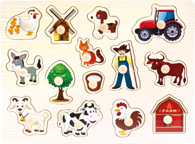 Bino Holzpuzzle Bauernhof 14 Teile