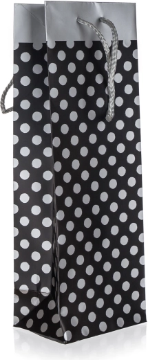 Geschenktasche für Flaschen mit silbernen Punkten 12 × 35 × 9 cm