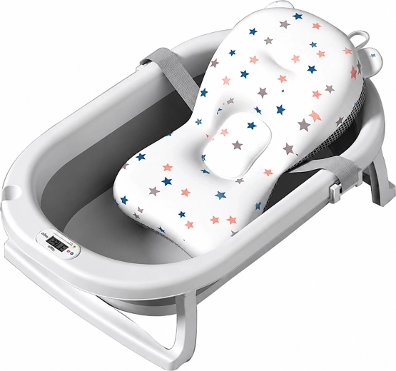 Faltbare Babybadewanne mit LCD-Thermometer und Badeeinlage