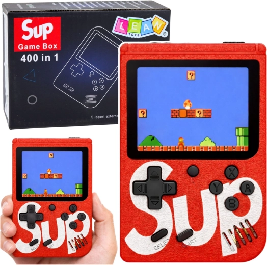 Tragbare Retro-Spielkonsole SUP mit 400 Spielen, 3" LCD, rot